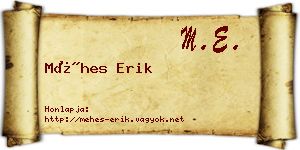 Méhes Erik névjegykártya